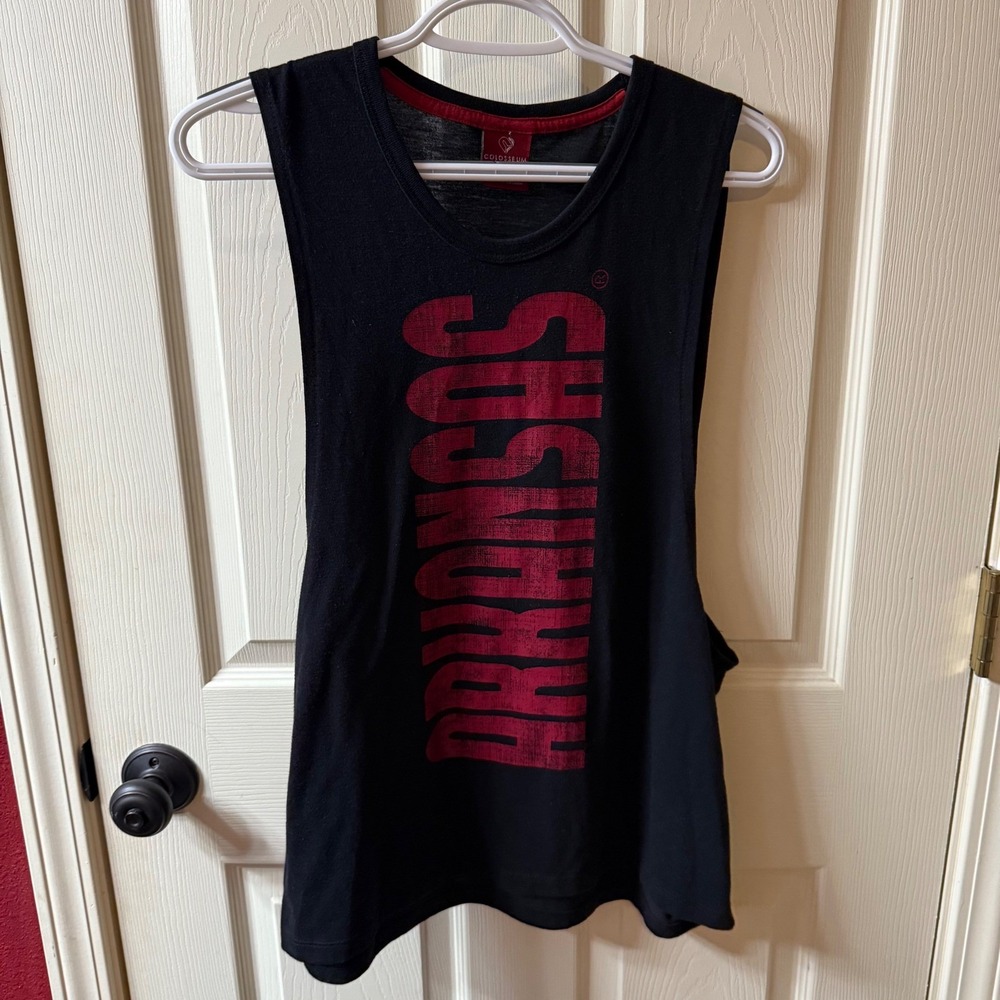 Colosseum Arkansas Razorbacks Black Red Muscle‎ Tank Top Shirt  M